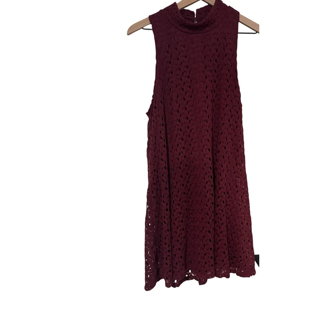 Planet Gold Women XL Maroon Lace Sleeveless Dress